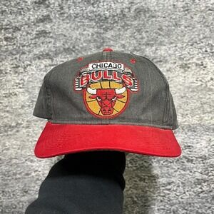 Vintage Chicago Bulls Starter Snapback Hat Gray Red 90s NBA Embroidered Cap
